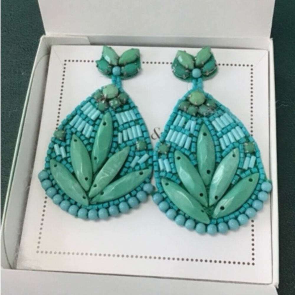 Stella & Dot Persephonie Turquoise Beaded Statement Earrings